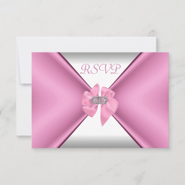 RSVP Birthday Party Pretty Pink Bow Card (Front)