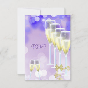 RSVP Birthday Party Purple Champagne Glasses Card