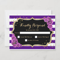 RSVP Birthday Party - Purple Gold Black Card