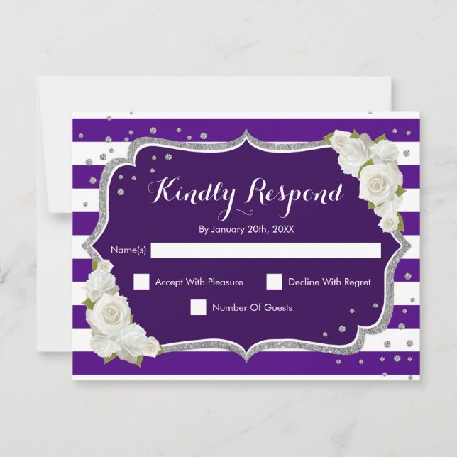 RSVP Birthday Party - Purple Silver Card (Front)