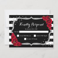RSVP Birthday Party - Silver Black Red Card