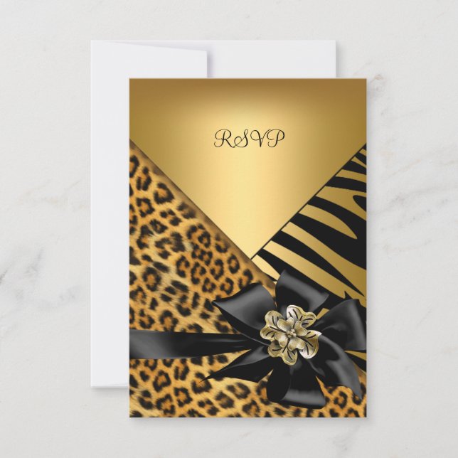 RSVP Birthday Party Zebra Leopard Gold Elegant 2 (Front)
