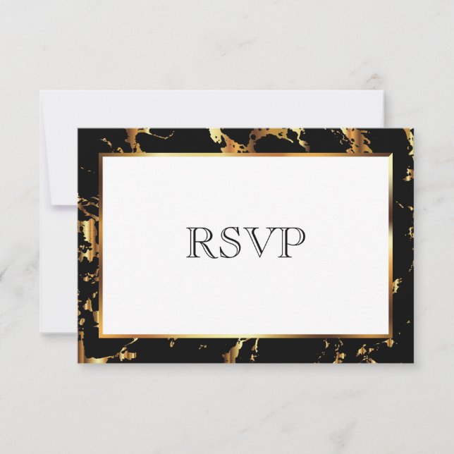RSVP  Black and Gold Marble Card (Front)