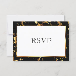 RSVP  Black and Gold Marble Card