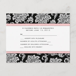 RSVP Black and Light Pink Damask Card
