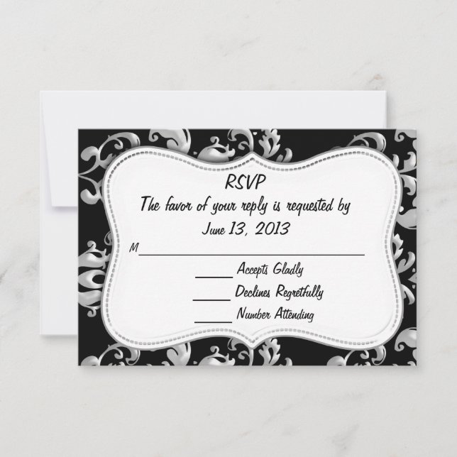 RSVP Black and Silver Damask Card (Front)