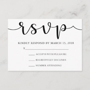 RSVP Black and White Simple Calligraphy Card