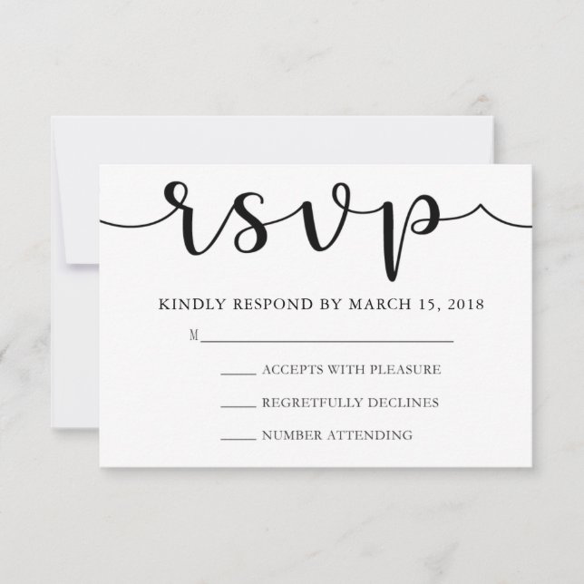 RSVP Black and White | Simple Calligraphy Card (Front)