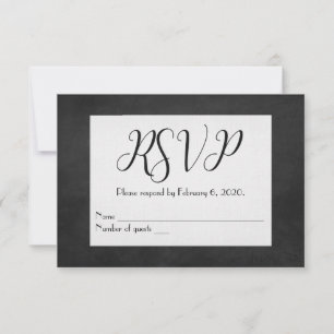 RSVP black chalkboard wedding Card