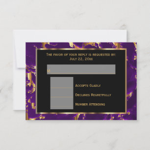 RSVP Black, Gold and Purple Marble Card
