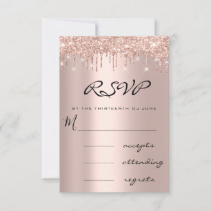 RSVP Blue Navy Rose Drip Simly Wedding Card