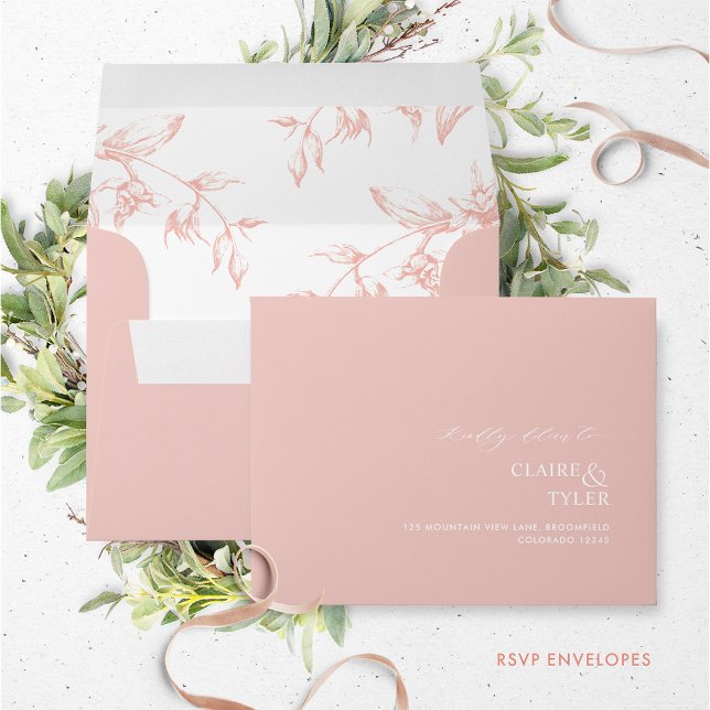 RSVP Blush Pink Elegant Modern and Formal Floral Envelope (Creator Uploaded)
