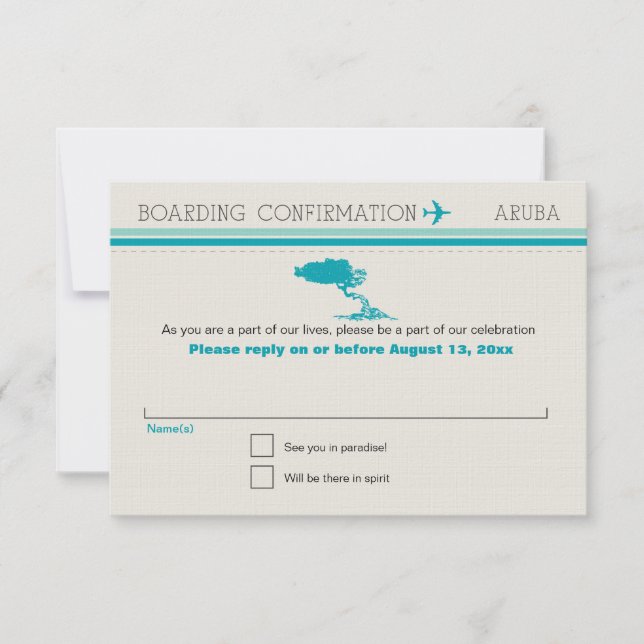RSVP Boarding Pass TO Aruba Card (Front)