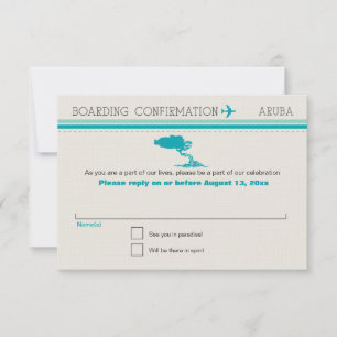 RSVP Boarding Pass TO Aruba Card