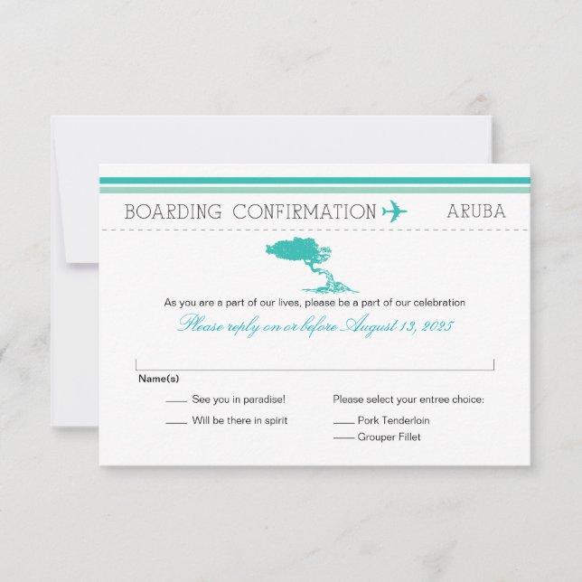 RSVP Boarding Pass TO Aruba Card (Front)