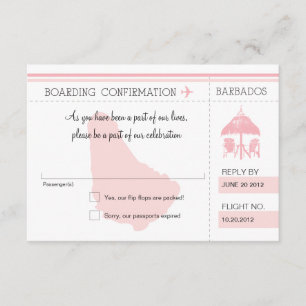 RSVP Boarding Pass TO BARBADOS Card