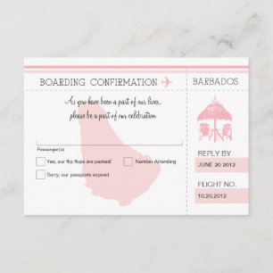RSVP Boarding Pass TO BARBADOS Card