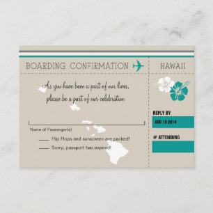 RSVP Boarding Pass TO HAWAII Card