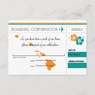 RSVP Boarding Pass TO Hawaii Invitation