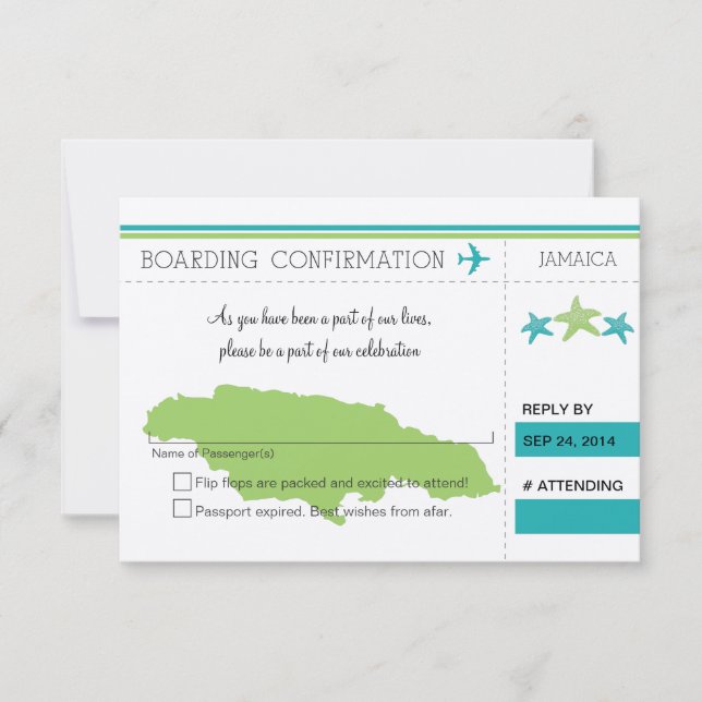 RSVP Boarding Pass TO JAMAICA (Front)