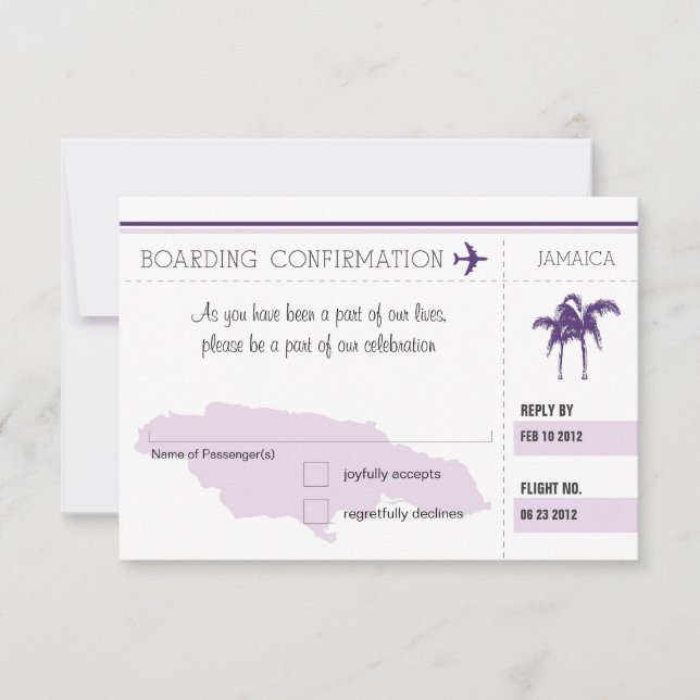 RSVP Boarding Pass TO JAMAICA (Front)