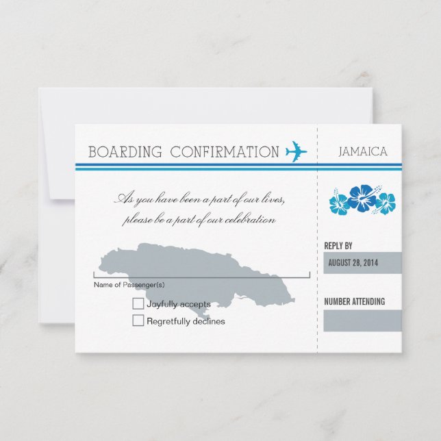 RSVP Boarding Pass TO JAMAICA Card (Front)