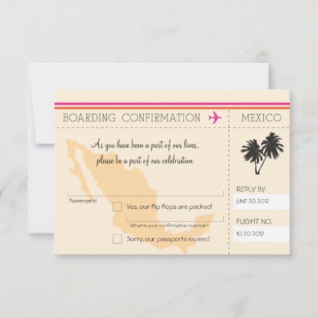 RSVP Boarding Pass TO Mexico (Front)