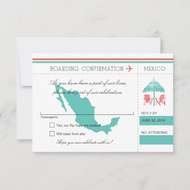 RSVP Boarding Pass TO Mexico (Front)
