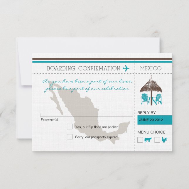 RSVP Boarding Pass TO Mexico Card (Front)