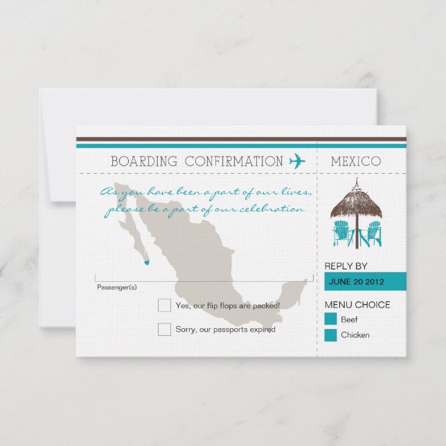 RSVP Boarding Pass TO Mexico Invitation (Front)