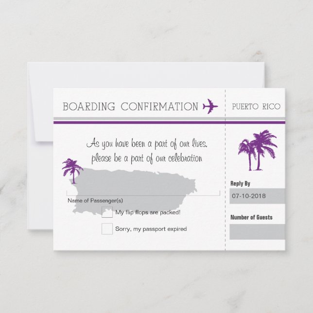 RSVP Boarding Pass TO Puerto Rico (Front)