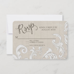 RSVP BOHO Farm Barn Lace Bohemian Wood Wedding Card