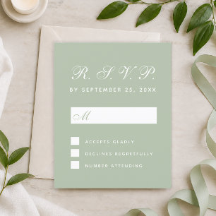 RSVP Budget Sage Green Calligraphy Response Card
