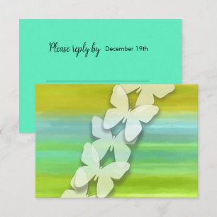 RSVP Butterfly Blue Green Yellow Watercolor  Invitation