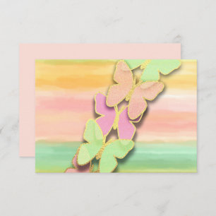 RSVP Butterfly Pink Green Peach Watercolor  Invitation