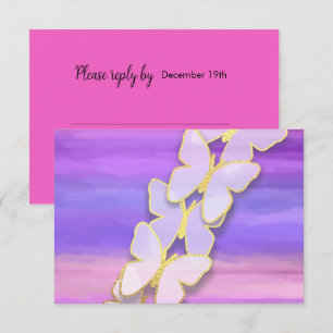 RSVP Butterfly Pink Purple Watercolor  Invitation