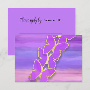 RSVP Butterfly Pink Purple Watercolor  Invitation