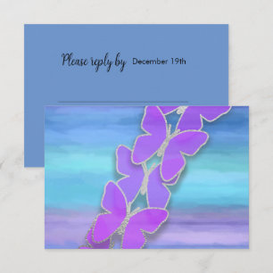 RSVP Butterfly Turquoise Purple Watercolor  Invitation