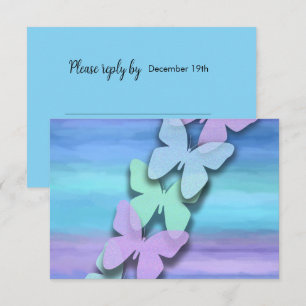 RSVP Butterfly Turquoise Purple Watercolor  Invitation
