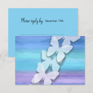 RSVP Butterfly Turquoise Purple Watercolor Invitation