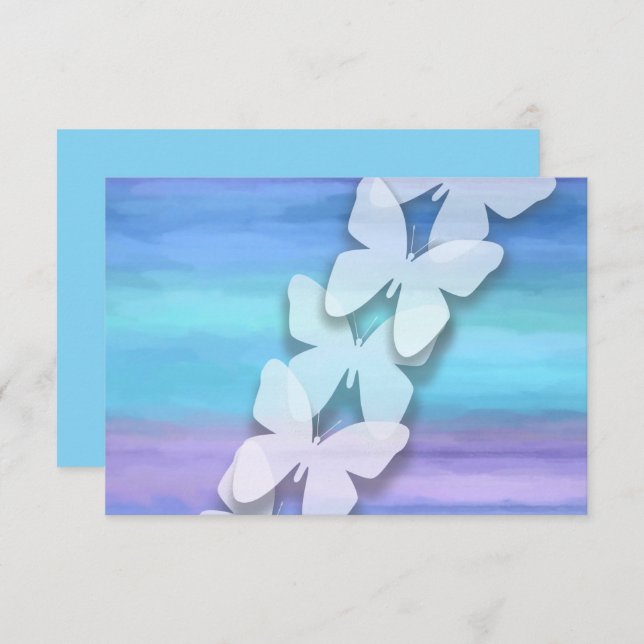 RSVP Butterfly Turquoise Purple Watercolor  Invitation (Front/Back)