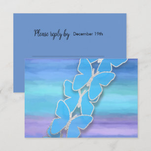 RSVP Butterfly Turquoise Purple Watercolor  Invitation