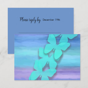 RSVP Butterfly Turquoise Purple Watercolor  Invitation