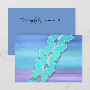 RSVP Butterfly Turquoise Purple Watercolor  Invitation