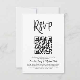 RSVP by QR Code   Black White Script Style Invitation