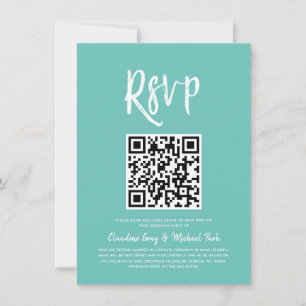 RSVP by QR Code   Mint Green Script Style  Invitation