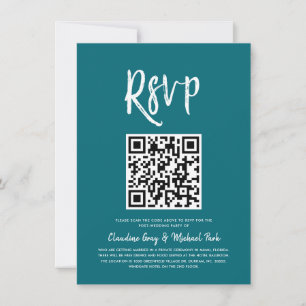 RSVP by QR Code   Teal Script Style RSVP  Invitation