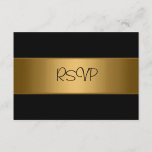 RSVP Card All Events Elegant Black Bronze Gold