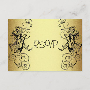 RSVP Card All Events Elegant Gold Black Floral