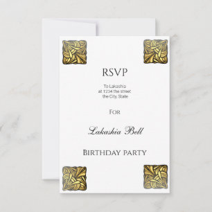 RSVP Card Birthday response White Gold